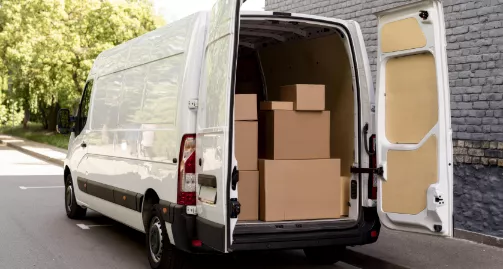 van full of boxes